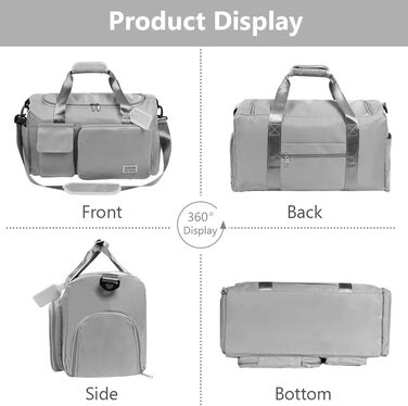 Складана дорожня сумка Flintronic 36L, водонепроникна спортивна сумка для подорожей, велика сумка для чоловіків і жінок, з біркою для багажу, сіра