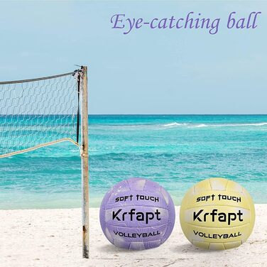 Волейбольний м'яч Krfapt 5 розміру, офіційний, Soft Touch – для тренувань та гри на вулиці/в приміщенні, водонепроникний, з дизайном Ripples (Blue/Purple/Pink)