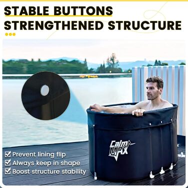 Ванна для криотерапії CalmMax Ovale – 450 л, переносний бак для холодної води, 5 шарів, для спортсменів, 105 x 103 см