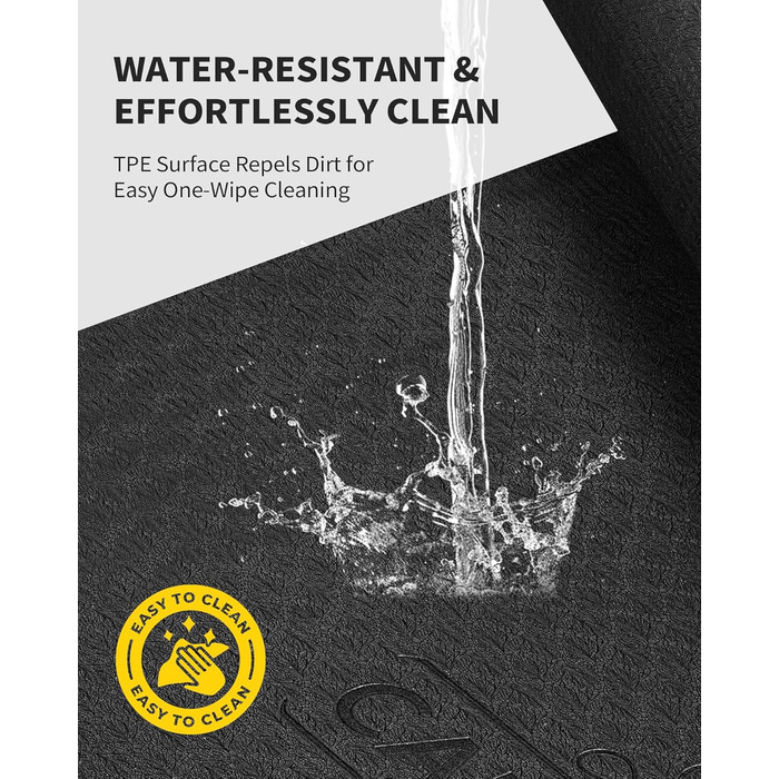 Йогамат CAMBIVO XXL 183x122 см, товщина 6/8/10/12 мм, TPE, чорний