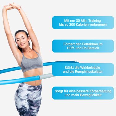 Обруч хулахуп Fitleap для фітнесу та масажу, розбірний (8 секцій), синій - для дорослих та дітей