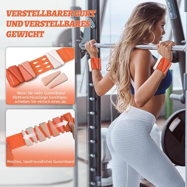 Набір манжетів для ніг BECOJADDE (0.45kg/0.9kg) для жінок та чоловіків. Регульовані ваги для ніг та рук. Ідеально для дому, пілатесу, йоги, ходьби, бігу та тренувань. (Оранжевий, по 0.9kg, пара 1.8kg)