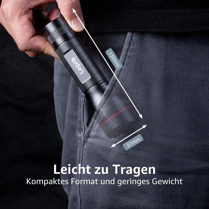 LED ліхтарик Lepro LE2000: 5 режимів, Zoom, водонепроникний, для кемпінгу, риболовлі, туризму, подарунок (2 шт.)