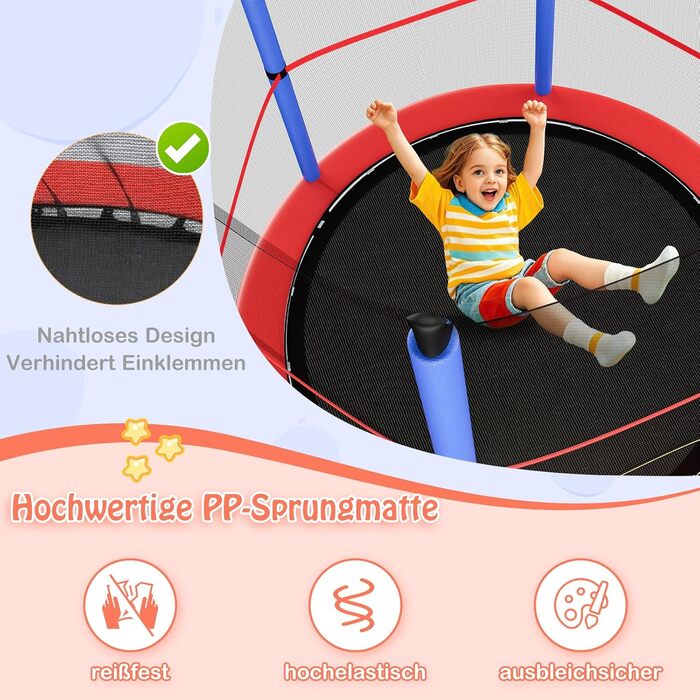 Трамплін GOPLUS для дому з сіткою безпеки, дахом, сталевою конструкцією, Ø165 см, до 135 кг, блакитний