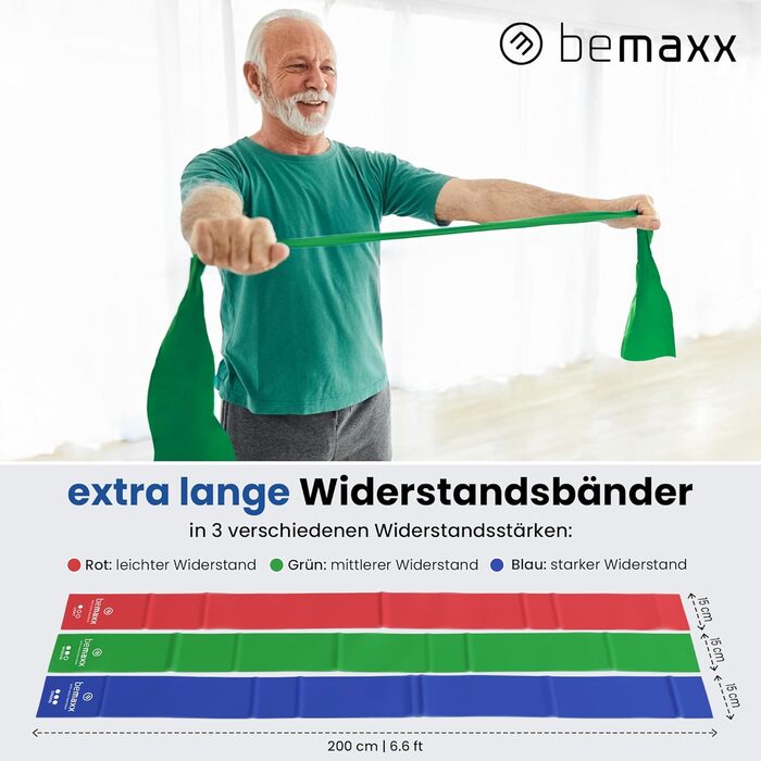 Набір фітнес-гумок 3 шт. - 2 м, гумки з опором + eBook | Гумки для фітнесу, йоги, силових тренувань