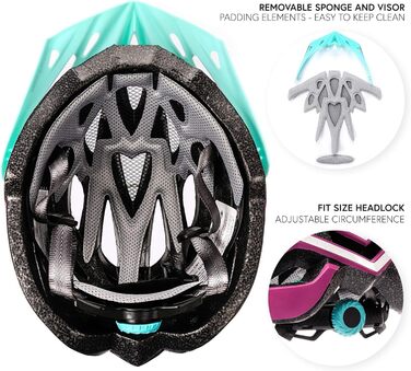 Велосипедний шолом meteor® Marven для чоловіків, жінок і дітей, MTB, BMX, скейтборд, ролики, самокат, розмір L (58-61 см), колір баклажан