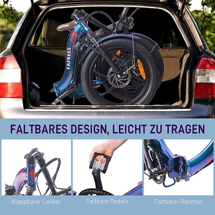 Електровелосипед Fafrees F20-Pro складаний 20 дюймів, акумулятор 36V 18Ah, фетбайк 250W для чоловіків та жінок, гірський електробайк для дорослих, швидкість 25 км/год