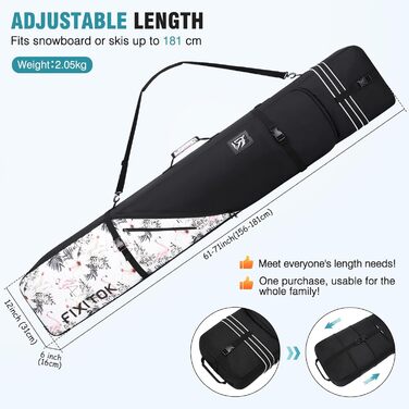 Чохол для сноуборду Flamingo з регульованою довжиною (157-181 см), водонепроникний, з повним захистом для борду, черевиків, одягу, шолому та спорядження