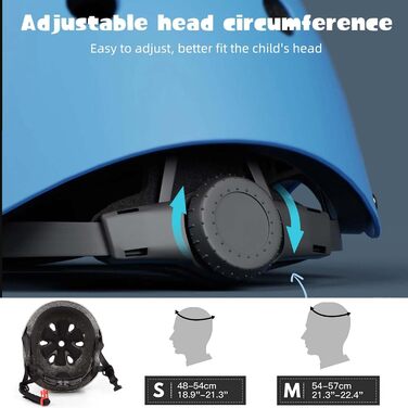 Дитячий велосипедний шолом Kinder-Fahrradhelm з набором захисту (наколінники, налокітники, рукавиці) для хлопчиків та дівчаток 3-8 років, блакитний, розмір S (48-54 см)