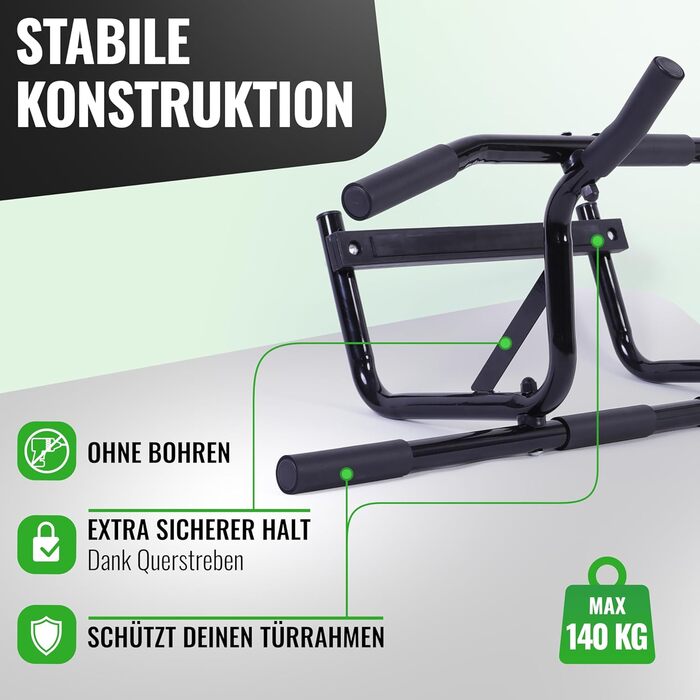 Климмер для дверного отвору без свердління, стабільний турнік для підтягувань та віджимань, з ременем для підтягувань, чорний, професійний, до 90 см