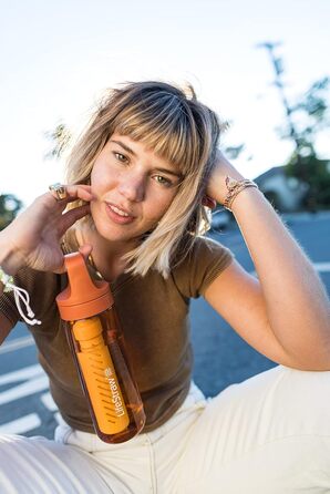 Пляшка з фільтром LifeStraw Go, без BPA, для подорожей і щоденного використання, очищає від бактерій, паразитів, мікропластику, покращує смак