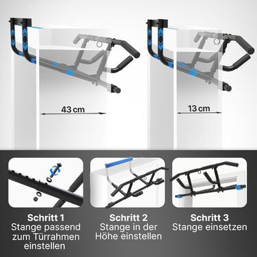 Климмустатова перекладина для дверного отвору Neolymp Premium - регульована висота, глибина та ширина, вантажопідйомність 150 кг, без свердління