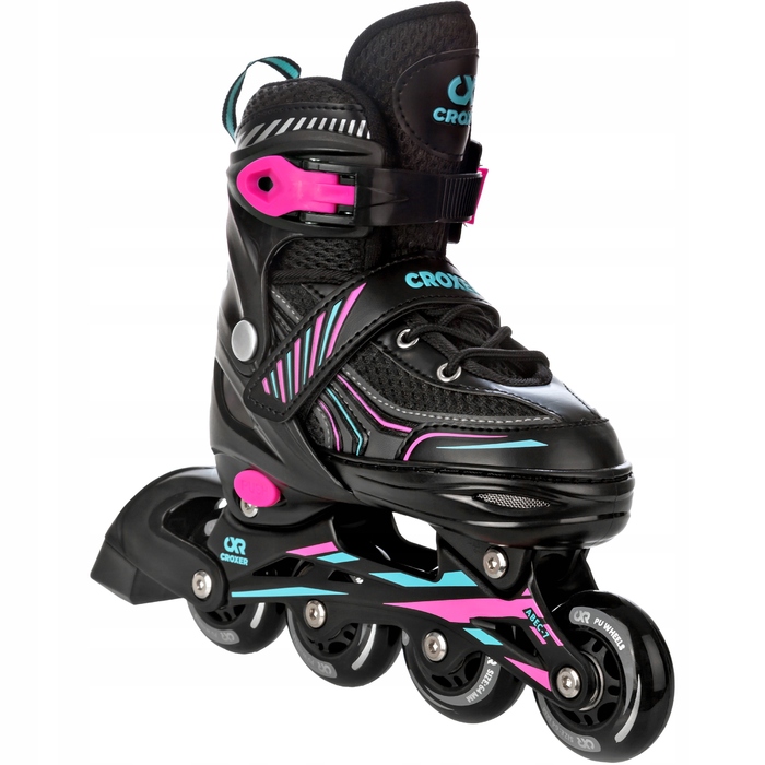 Регульовані ролики Croxer Optima Mint/Pink, розмір 39-42, каучукові колеса, підшипники ABEC7