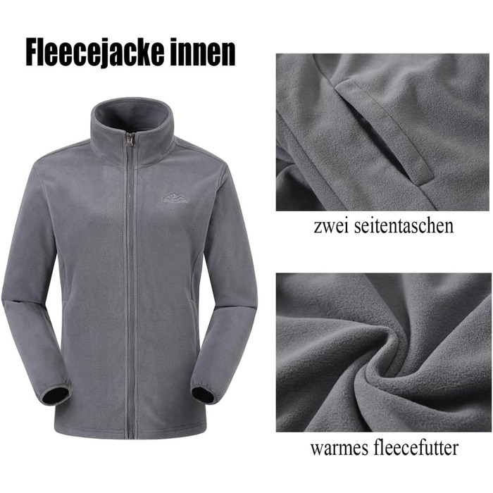 Жіноча 3-в-1 куртка Ysento: тепла флісова куртка, водонепроникна, вітронепроникна, функціональна, софтшелл знімною капюшоном (Сірий, S)