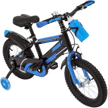 Дитячий велосипед 14 дюймів для хлопчиків та дівчаток 3-7 років, з додатковими колесами, регульована висота, з брудозахистом та пляшкою для води, для катання на відкритому повітрі