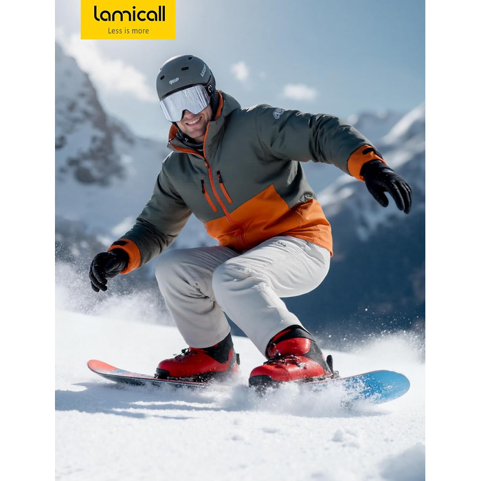 Ламікал - скі-маска для жінок та чоловіків, сноуборд маска з антизапітніючою технологією, дзеркальна, для носіїв окулярів, захист від сонця UV400, чорний каркас, блакитне скло (VLT: 11%)