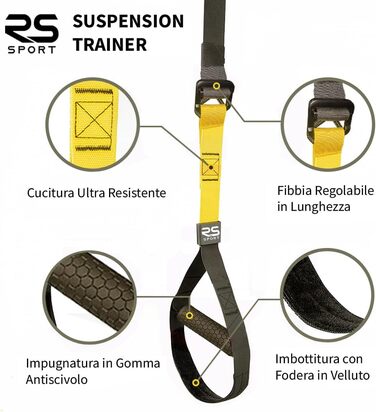 Набір для тренувань RS SPORT з ременями та системою кріплення до дверей, регульований, для фітнесу вдома, у спортзалі, у подорожах, для жінок та чоловіків