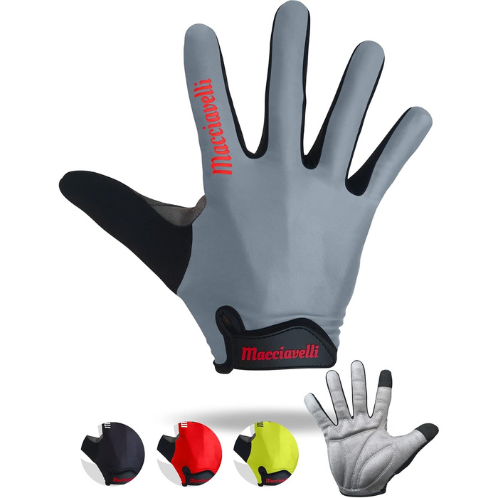 Велосипедні рукавички MACCIAVEI для чоловіків та жінок - MTB рукавички - унісекс, сенсорні, mountainbike, сірі (S)