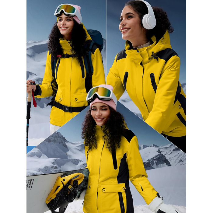 Водонепроникна жіноча зимова куртка FREE SOLDIER з флісовою підкладкою та капюшоном. Зимова куртка-дощовик Ginger Yellow