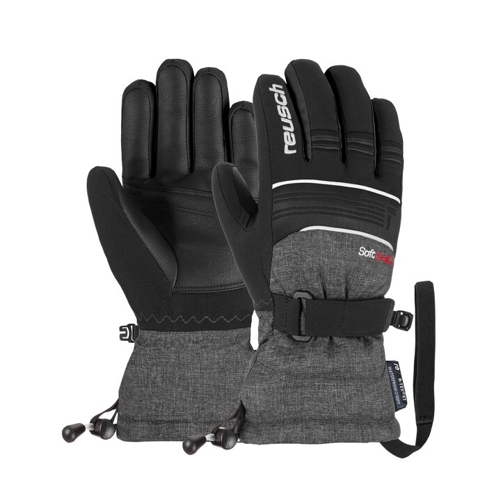 Дитячі гірськолижні рукавички Reusch Softshell, водонепроникні та вітрозахисні (чорно-сірі, розмір 6.5)