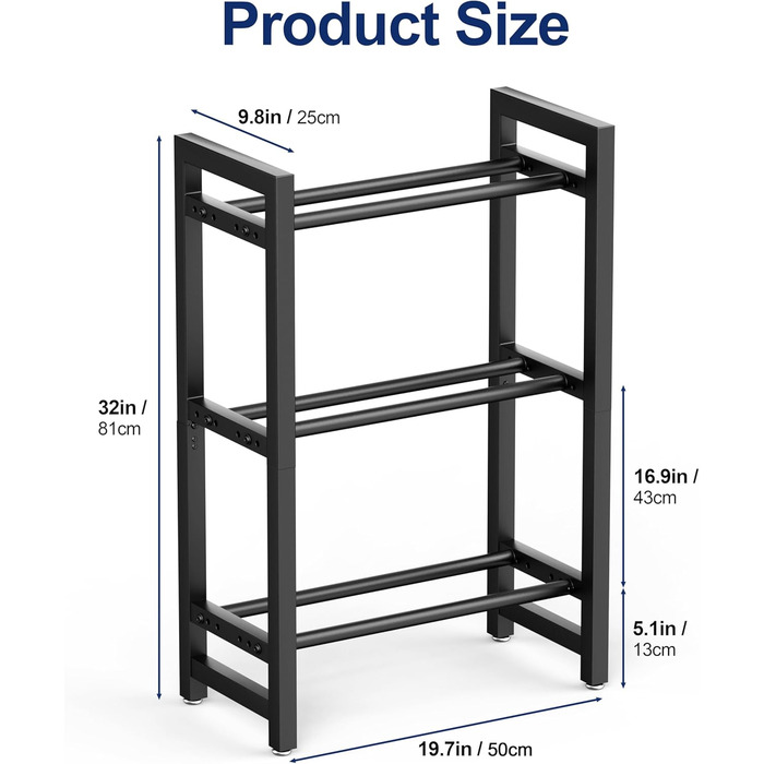 Регульований трирівневий стійка для гантелей 50см, Adjustable Kurzhantelständer