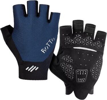 ROTTO Велосипедні рукавички напівпальці, з підкладкою, для шосе, гірського велосипеда, їзди, унісекс (Морська синя, M)