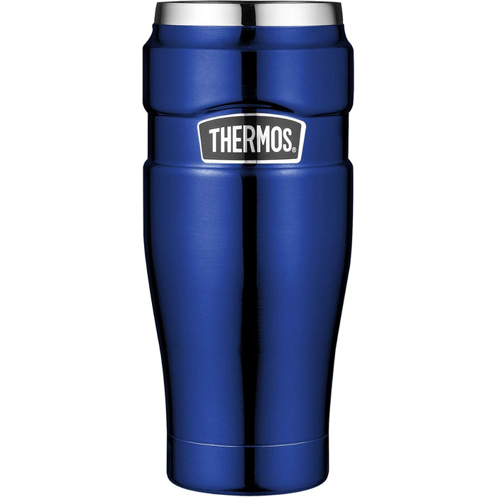 Термокружка THERMOS Stainless King, 470 мл, синя, із нержавіючої сталі, термочашка для кави, ізольована, герметична, зберігає тепло 7 годин, холод 18 годин, BPA-Free, підходить для посудомийки