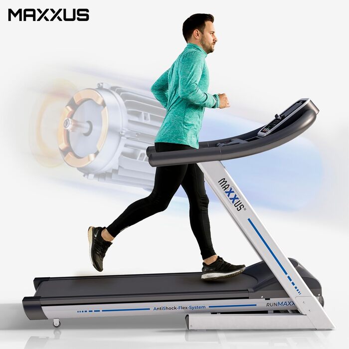 Бігова доріжка MAXXUS 7.3, 18 км/год, електричний нахил, 3 к.с. мотор, 2,21 кВт, складана, 1400x500 мм, до 130 кг, амортизація