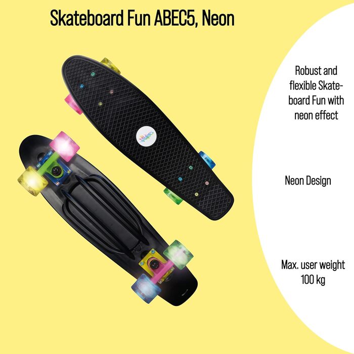 Скейтборд NEON із світними колесами Fun, без правил, authentic sports & toys GmbH