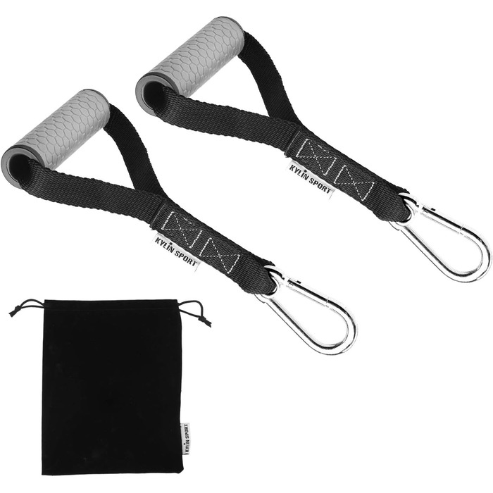 Набір для фітнесу KYLIN SPORT: гумки, ручки, карабіни, стяжки для тренажерів (сірий)