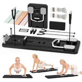 Реформатор Pilates Northdeer, оновлена версія 2025, складаний фітнес-борд 8-в-1, чорний