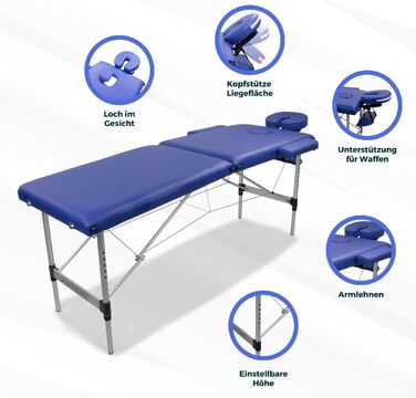 Складний масажний стіл Mobiclinic CA-01 Light, алюмінієвий, екошкіра, 186x60 см, регульований, переносний, з підголівником і сумкою, для фізіотерапії