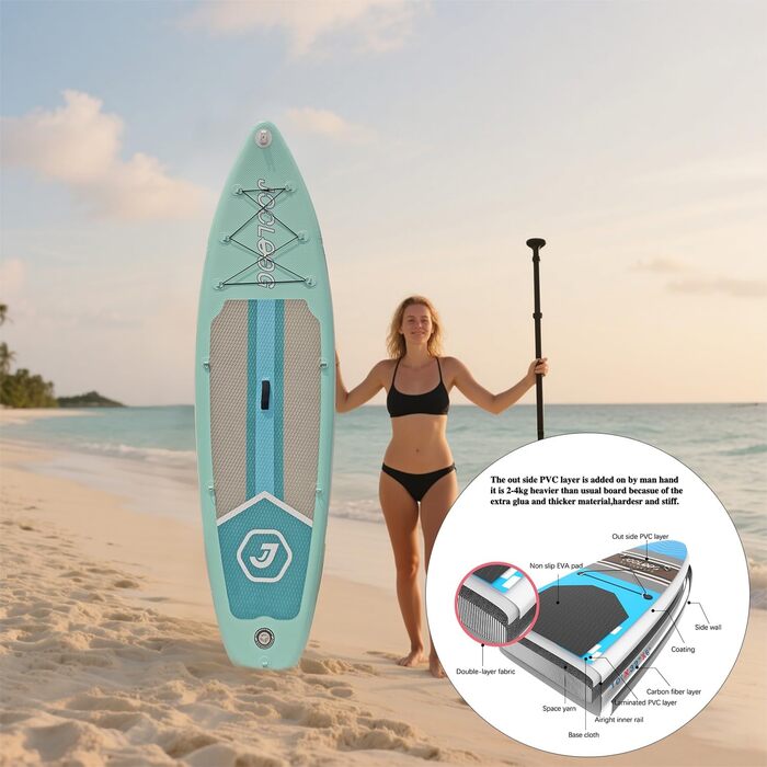 Надувний SUP Board JOOLOOG – Stand Up Paddle Board для дорослих та підлітків, 300 кг, 10'2/10'5, 320x81x15 см