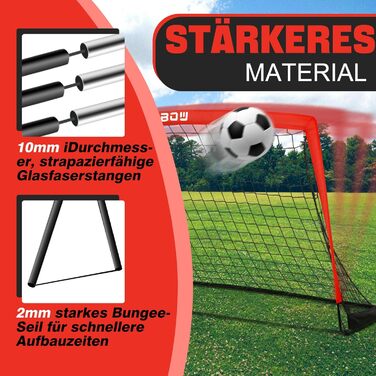 Дитячі ворота для футболу RUNBOW 1,8 x 1,2 м, переносні, з сумкою (2 шт., червоні)