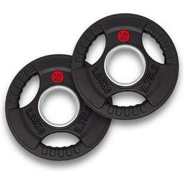 Преміум олімпійські диски PH Fitness 1.25 кг, чавунні з гумовим покриттям, трихватні, 50 мм для штанги та гантелей, набір 2 шт.