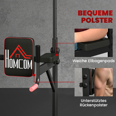 HOMCOM Турнік-вежа з регульованою висотою, турнік для віджимань з присосками, оброблений м'яким покриттям, тренажер для дому