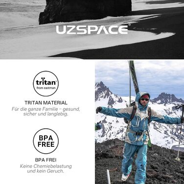 Водна пляшка UZSPACE Tritan 750 мл - дитяча, без BPA, для спорту та активного відпочинку (блакитна)