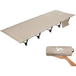 TOMOUNT Легке розкладне ліжко з алюмінію для кемпінгу: компактне, портативне, для відпочинку на природі, у наметі, у подорожах - зелене (хакі)