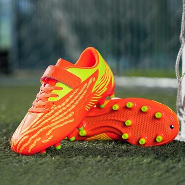 Дитячі футбольні бутси JABASIC для твердого поля, шипові, для хлопчиків та дівчаток, 30 EU, помаранчево-лаймовий колір