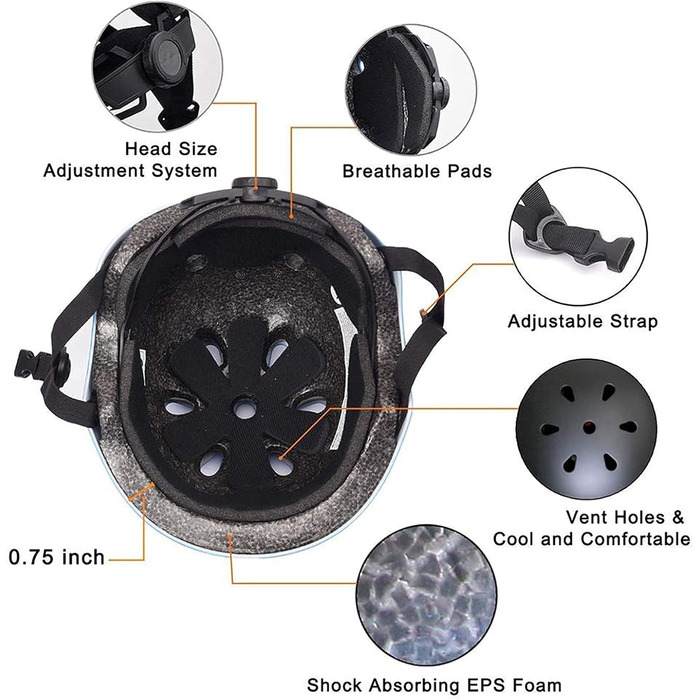 Дитячий велосипедний шолом, регульований, 2-14 років, 5 кольорів, червоний - з захисним обладнанням