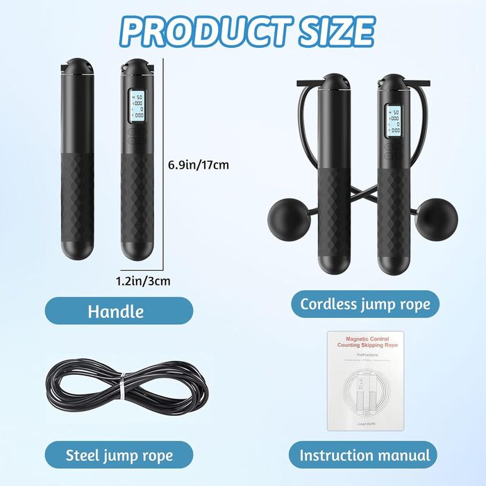 Скакалка TOGETDREAM з лічильником, регульований, з підшипниками та неслизькими ручками. Ідеально для фітнесу, боксу, чоловіків, жінок та дітей.