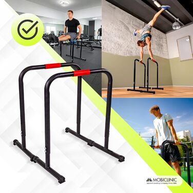 Mobiclinic® Дисбаран, турнік для віджимань та підтягувань, регульована висота 79-89 см, неслизькі ручки, гумові ніжки, посилена сталь, для фітнесу, Twins
