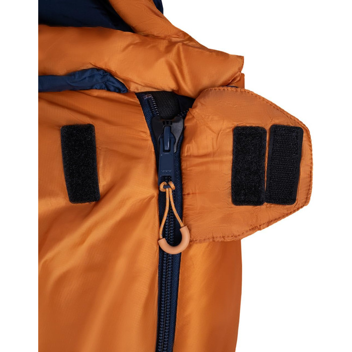 Сплячий мішок Alpinus Ultralight Pro 850 для дорослих, 215x80 см, двошарова ізоляція, оранжево-морський колір