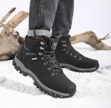 ARRIGO BELLO Зимові черевики для чоловіків: зимові чоботи, чоботи від снігу, утеплені, робочі черевики, для роботи та походів, розмір 41-46, G1, чорний, 43 EU