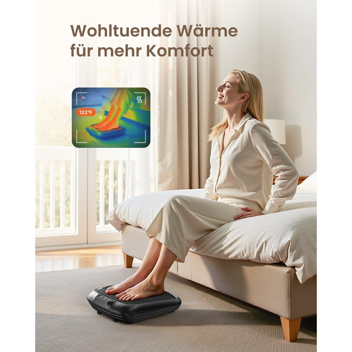 Масажер для ніг RENPHO з підігрівом, Shiatsu, електричний, 18 масажних роликів, для фасціїту п'ят, подарунок для жінок та чоловіків, розмір до 47, FM062