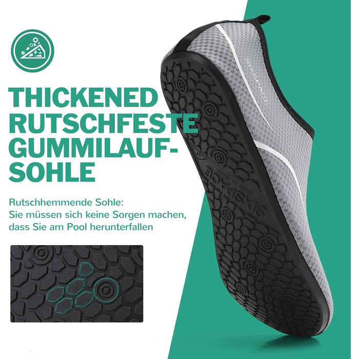 Чоловічі та жіночі аквашузи Sixspace для плавання, серфінгу, йоги. Швидка сушка, дихаючі, slip-on. Розмір 47 EU