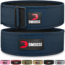 Пояс для важкої атлетики Dmoose 4'' з автозастібкою, нейлоновий, для бодібілдингу та фітнесу, підтримка спини, пауерліфтинг, чоловічий та жіночий, розмір XL (талія 102-114 см), темно-синій