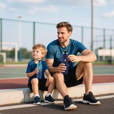 Термос-пляшка 500 мл, нержавіюча сталь, з соломкою, подвійні стінки, для води та газованих напоїв, BPA-Free, синій та темно-синій кольори