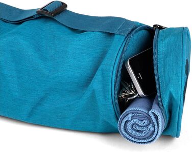 Сумка для йоги Bodhi ASANA 60 см, водовідштовхувальна, з додатковими кишенями, для килимка та аксесуарів, поліестер, бірюзова меланж