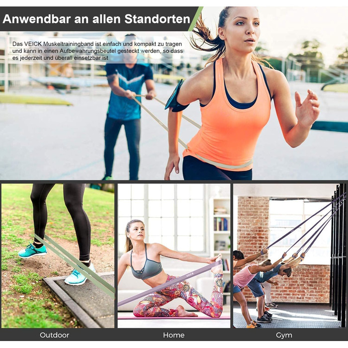 Набір еластичних стрічок VEICK для фітнесу та калістеніки (фітнес-стрічки, стрічки для фітнесу, Pilates)